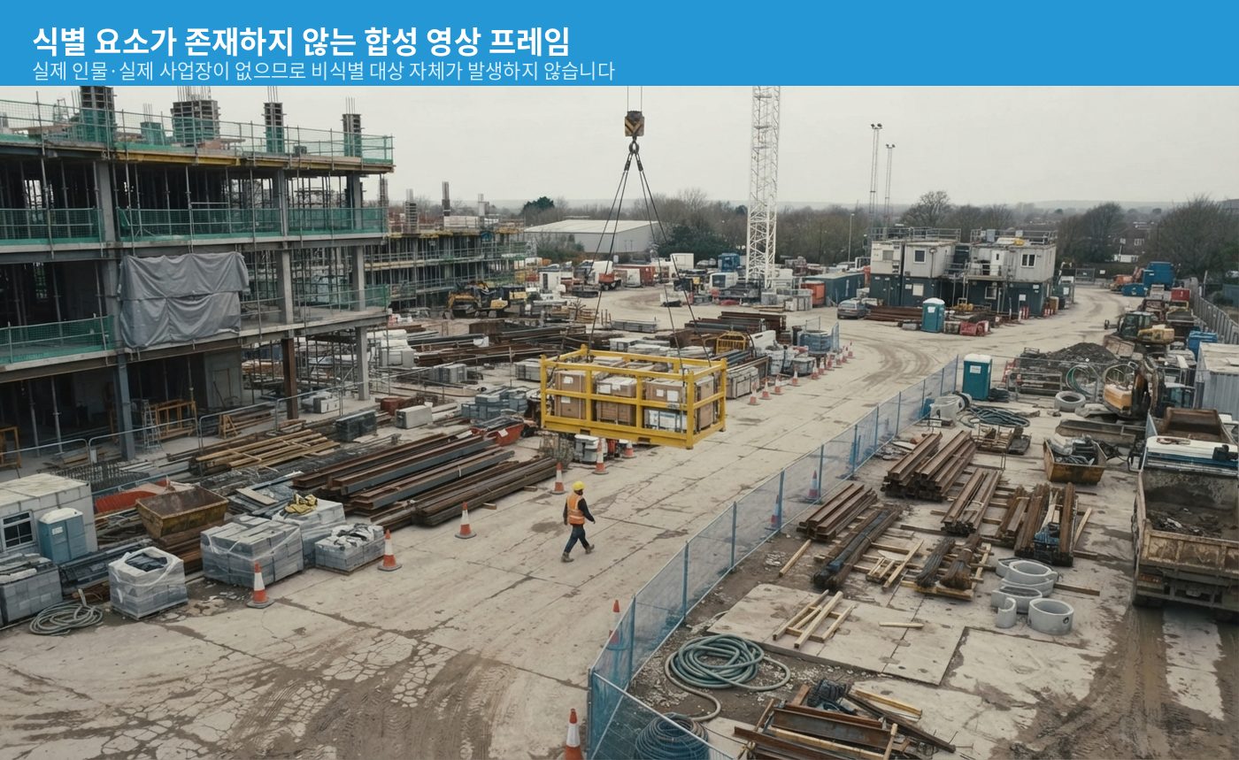 식별 요소가 존재하지 않는 자사 합성 영상 프레임 예시